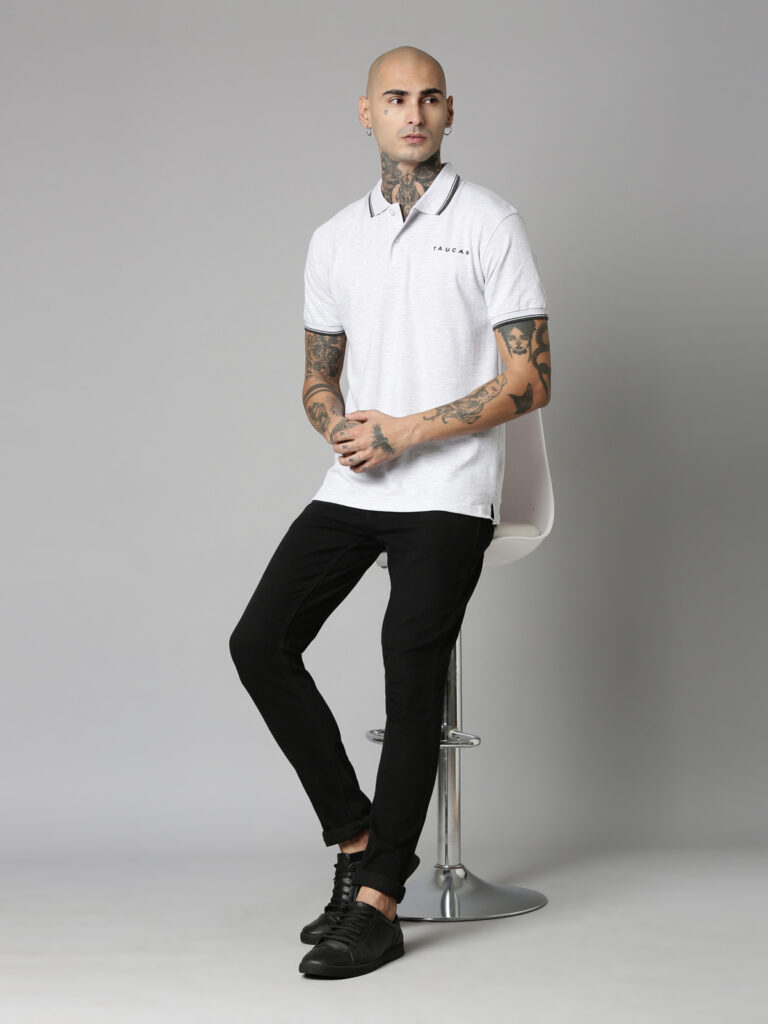 Taucan White Melenge Polo T Shirt