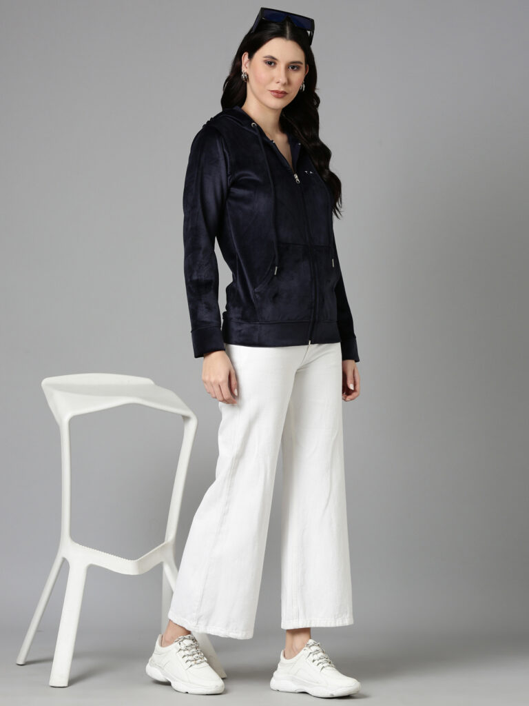 Taucan Navy Blue Velvet Hoodie