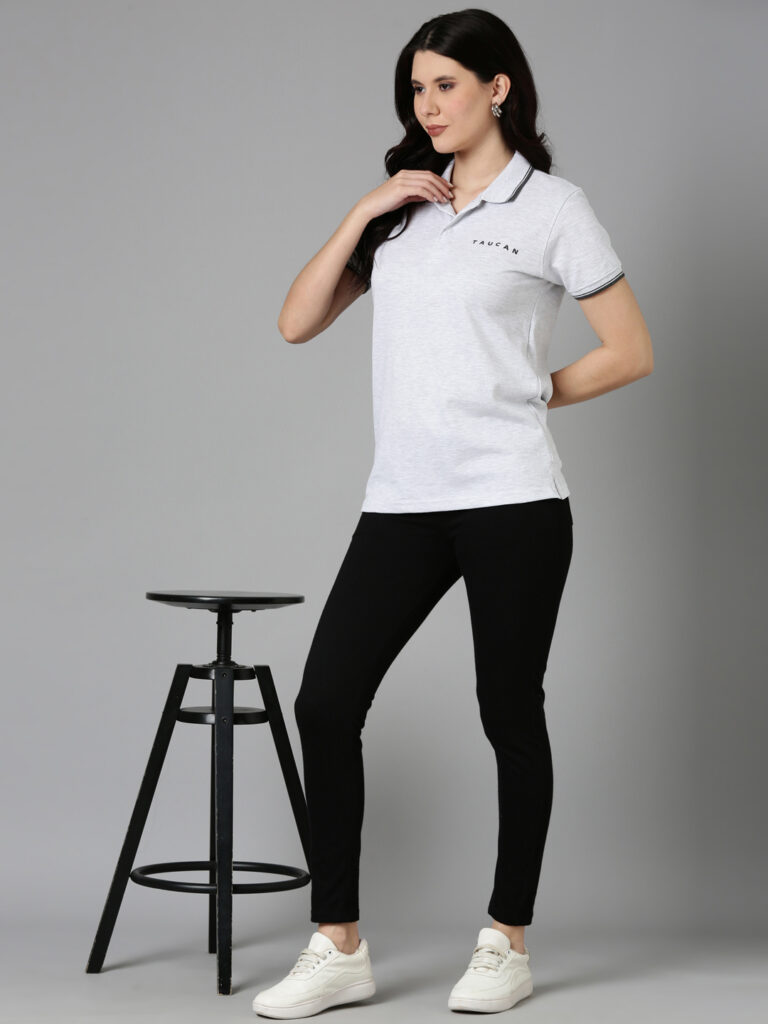Taucan White Melenge Polo T Shirt