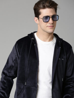 Taucan Navy Blue Velvet Hoodie